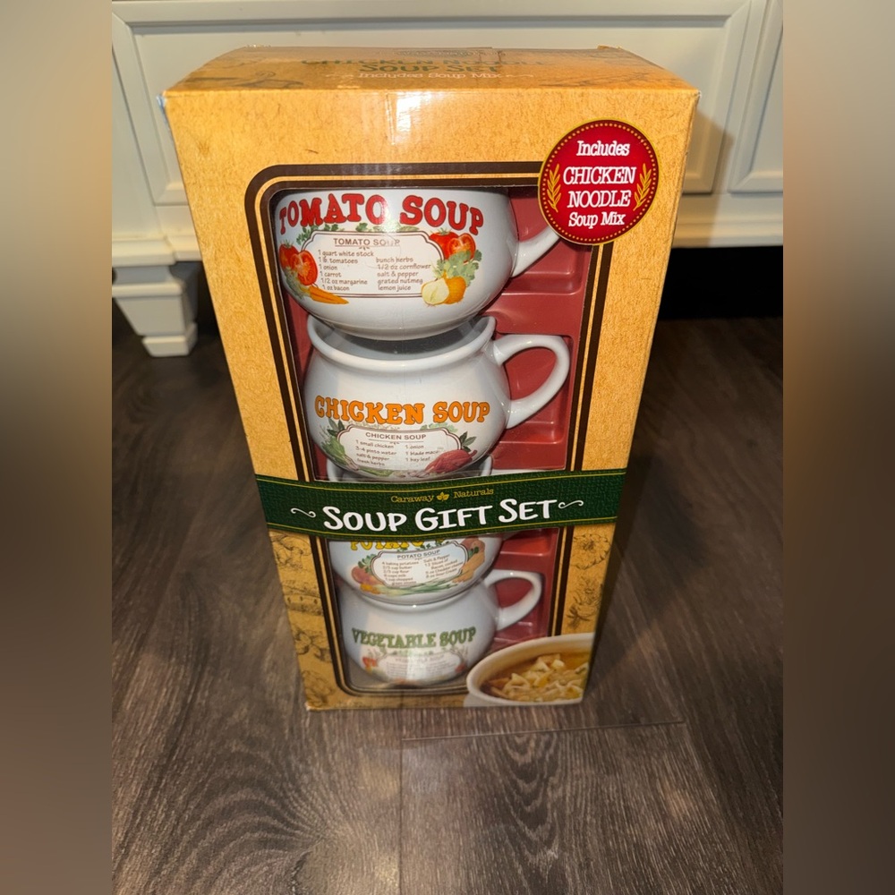 Vintage Caraway Naturals Soup Recipe Mug Gift Set NEW UNOPENED